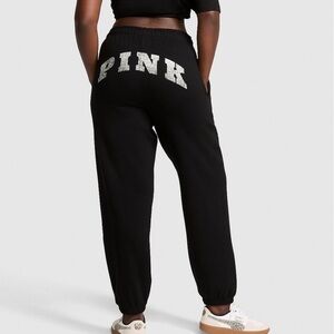 PINK Victoria's Secret Campus Relaxed Black Joggers with Logo
